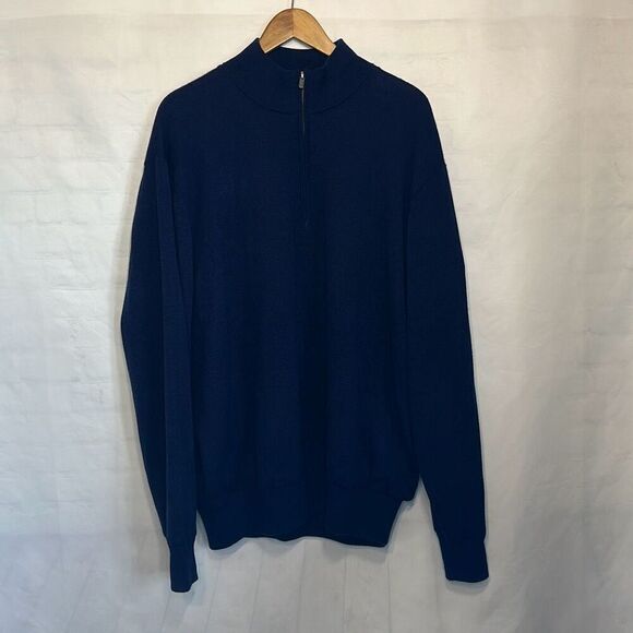 FootJoy Mens Navy Blue Quarter Zip Lined Performance Sweater size XL - Picture 1 of 9